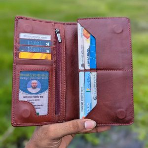 Red Brown || Genuine Leather Long Wallet